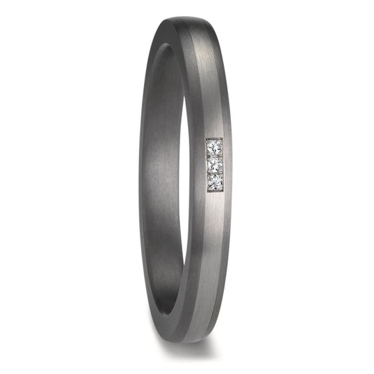 Wedding Ring Tantal 999, Platinum 950 Diamond 0.01 ct, 3 Stones, w-si