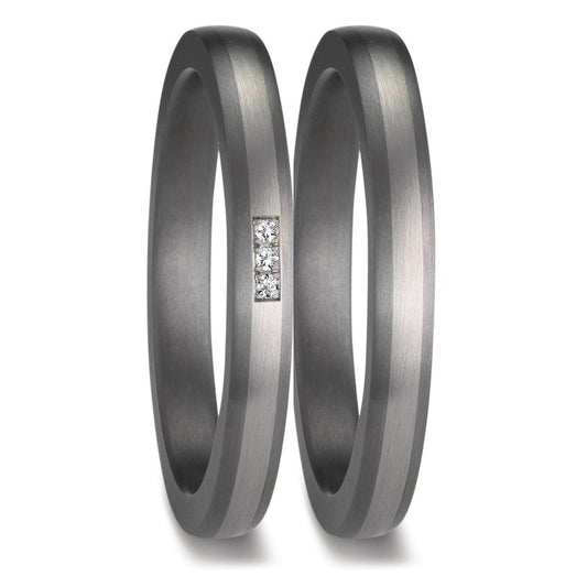 Wedding Ring Tantal 999, Platinum 950 Diamond 0.01 ct, 3 Stones, w-si