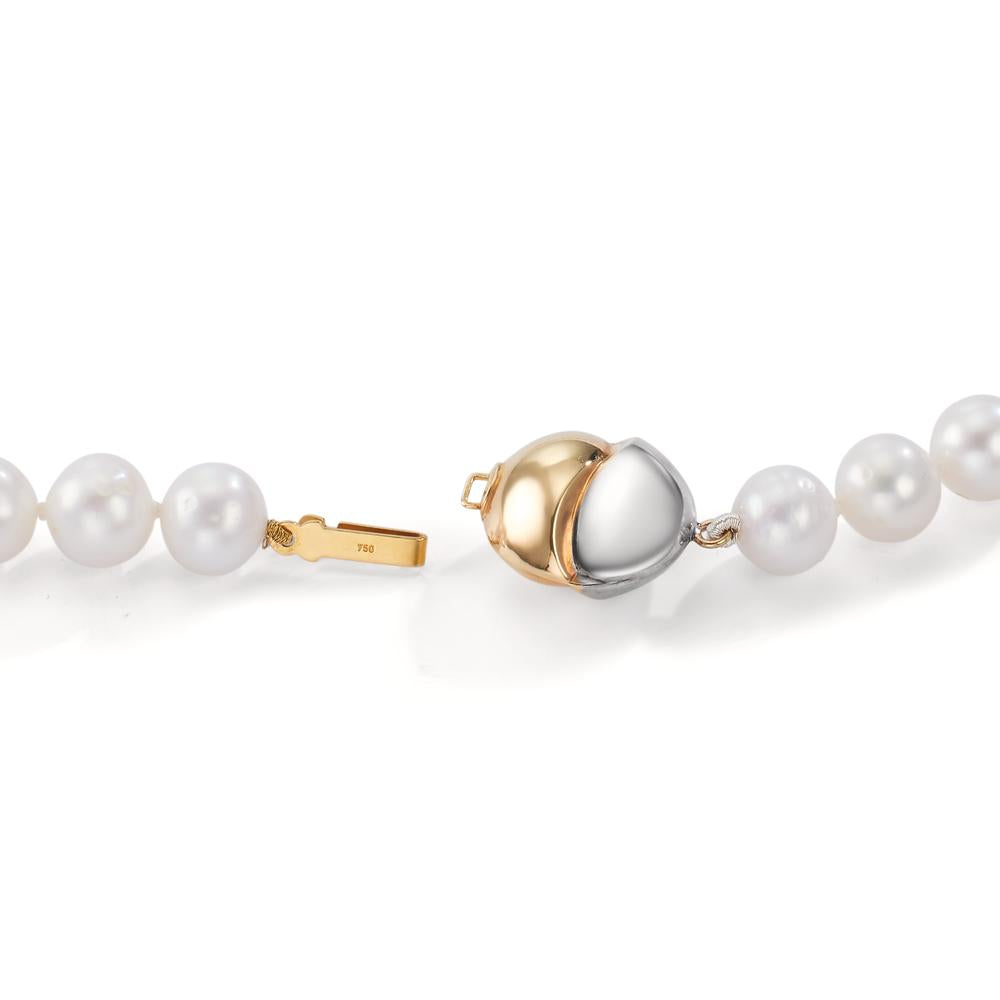 Necklace 18k Yellow Gold, 18k White Gold Freshwater pearl White, 7.5 mm 47 cm