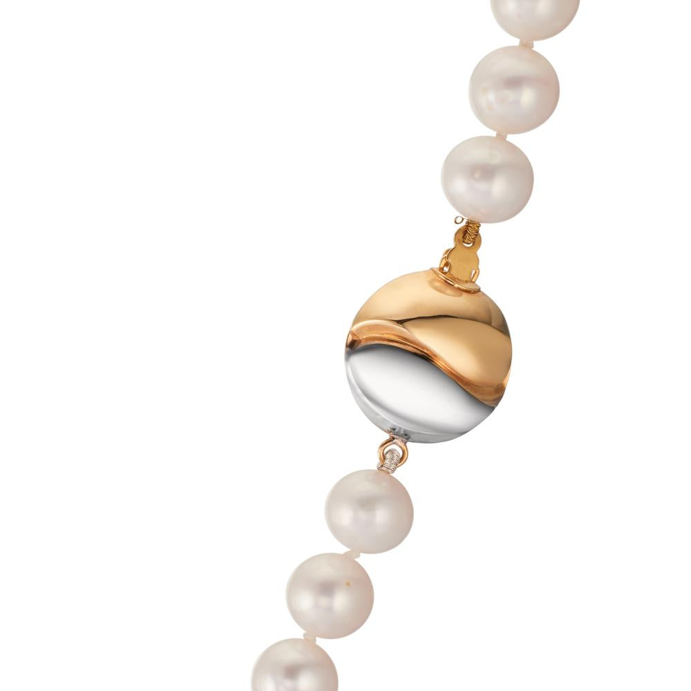 Necklace 18k Yellow Gold, 18k White Gold Freshwater pearl White, 7.5 mm 47 cm