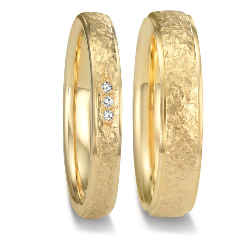 Wedding Ring 18k Yellow Gold Diamond 0.015 ct, 3 Stones, tw-vsi