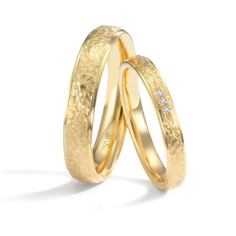 Wedding Ring 18k Yellow Gold Diamond 0.015 ct, 3 Stones, tw-vsi