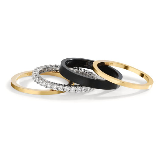 Ring set 18k Yellow Gold, 18k White Gold, Titanium Diamond 0.75 ct, w-si