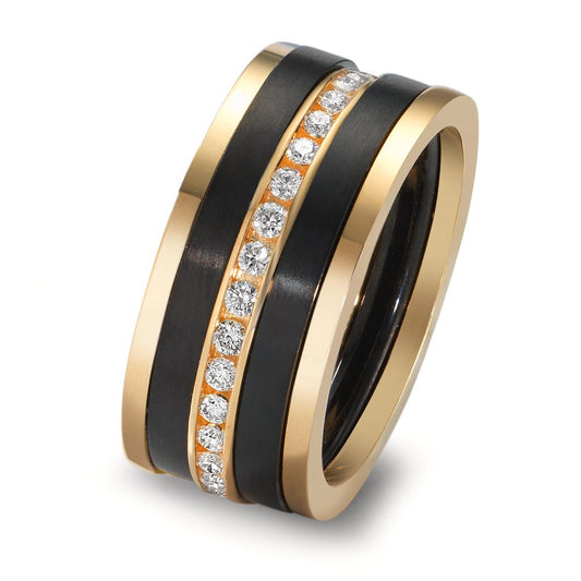 Ring set 18k Yellow Gold, Titanium Diamond 0.50 ct, w-si