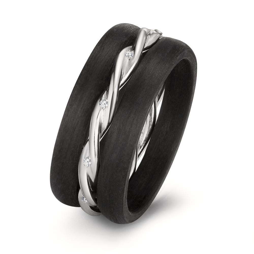 Ring set 18k White Gold, Carbon Diamond 0.045 ct, 9 Stones, w-si