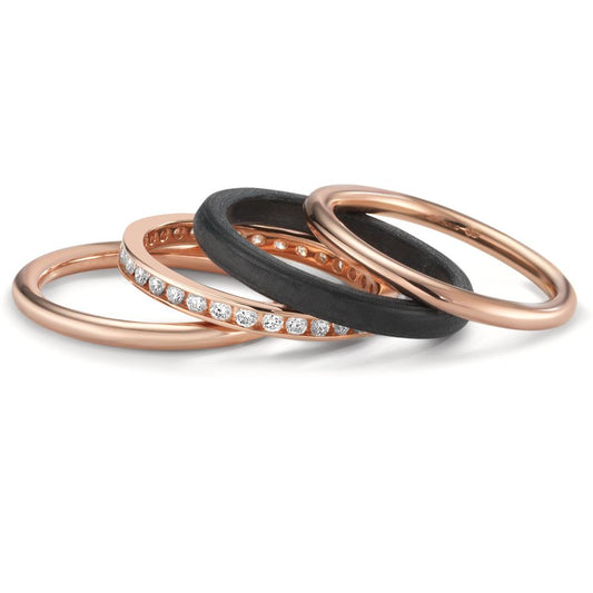 Ring set 18k Red Gold, Carbon Diamond w-si