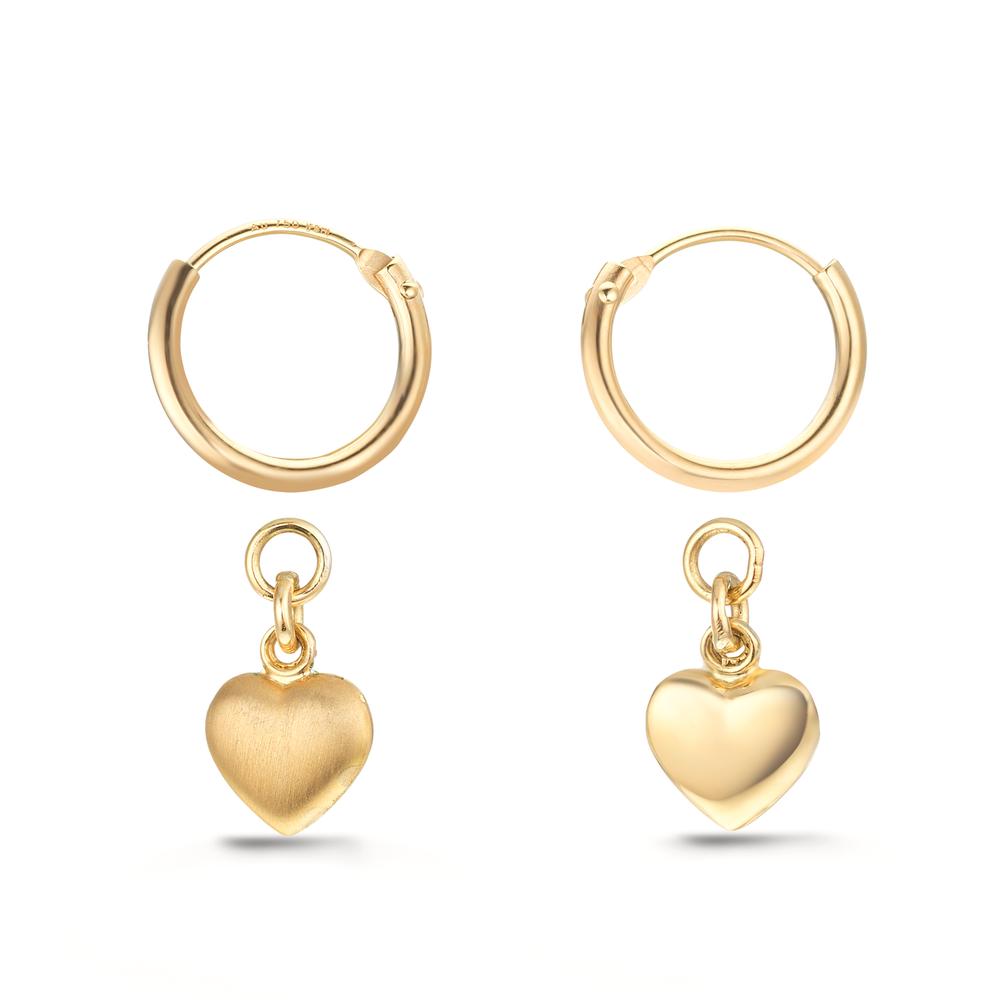 Hoop with pendant 18k Yellow Gold Heart