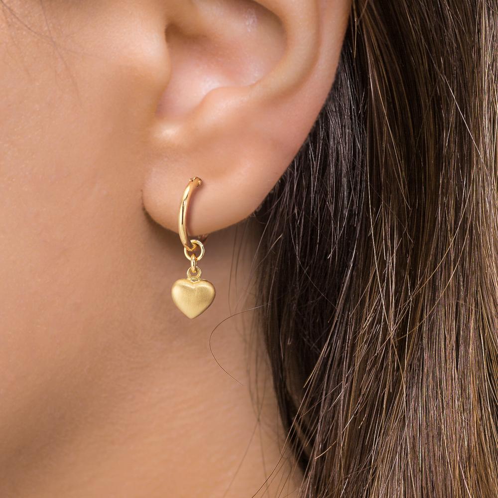 Hoop with pendant 18k Yellow Gold Heart