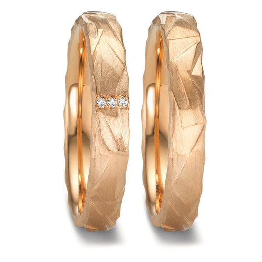 Wedding Ring 18k Rose Gold Diamond 0.012 ct, 3 Stones, w-si