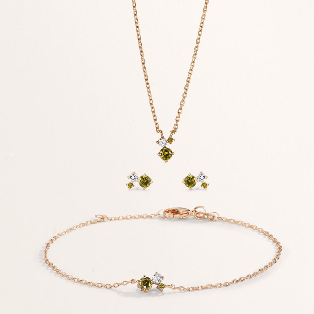Bracelet Bronze Zirconia Green, 3 Stones 16-18 cm