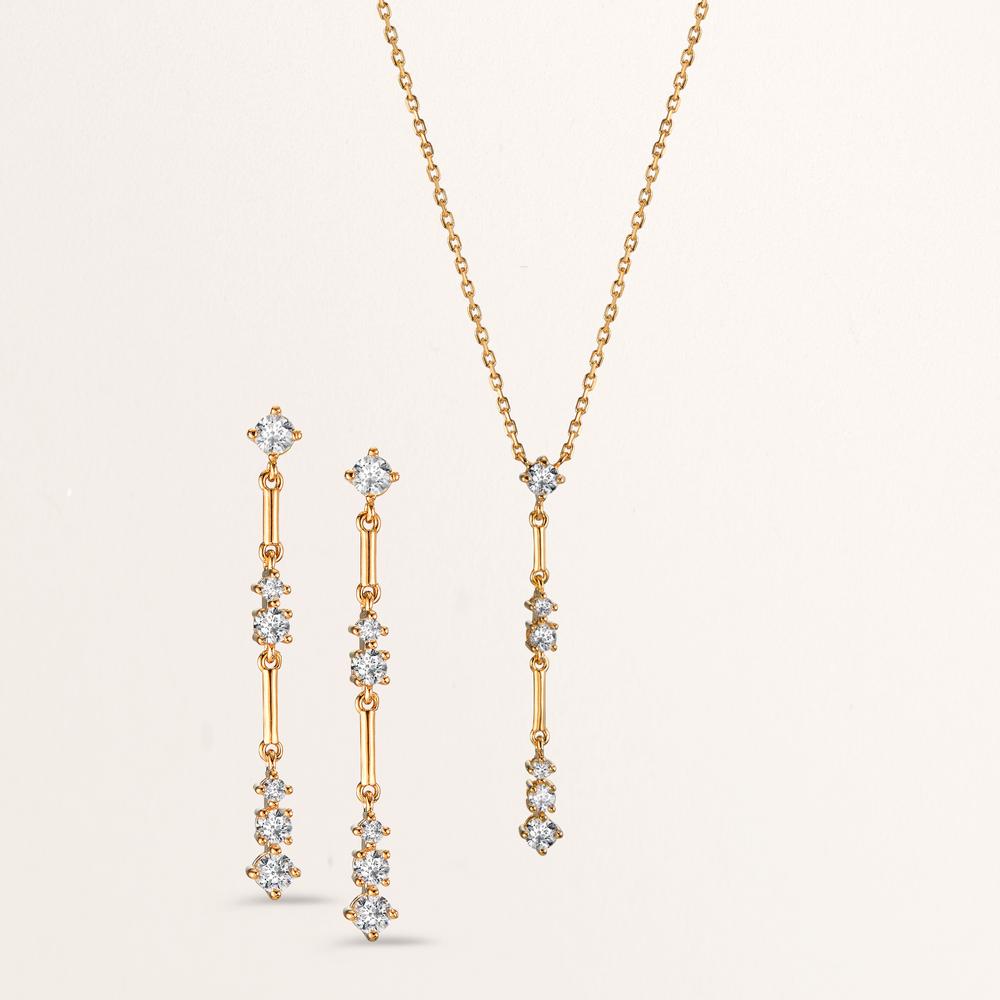 Necklace Bronze Zirconia 6 Stones 40-45 cm