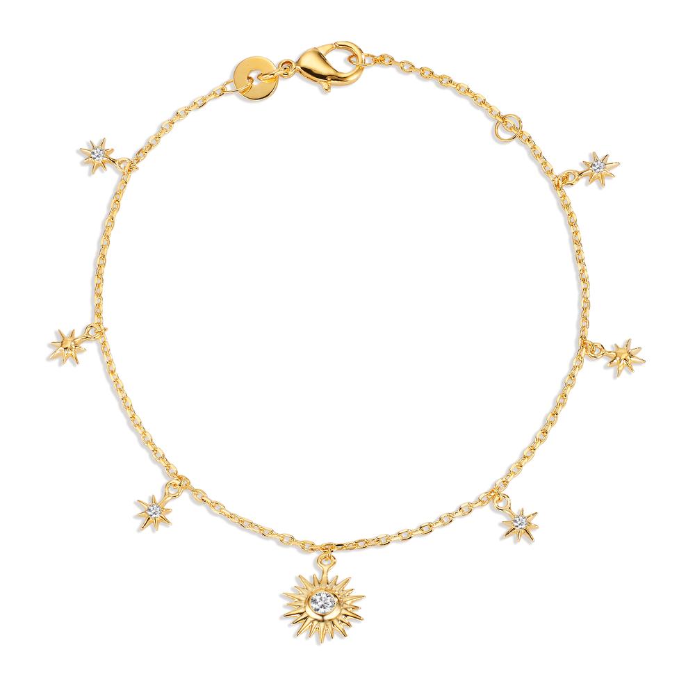 Bracelet Bronze Zirconia 7 Stones gold plated 3 microns Star 16-18 cm