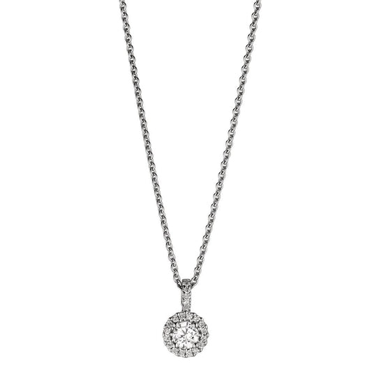Necklace 18k White Gold Diamond 0.24 ct, w-si 40-42 cm