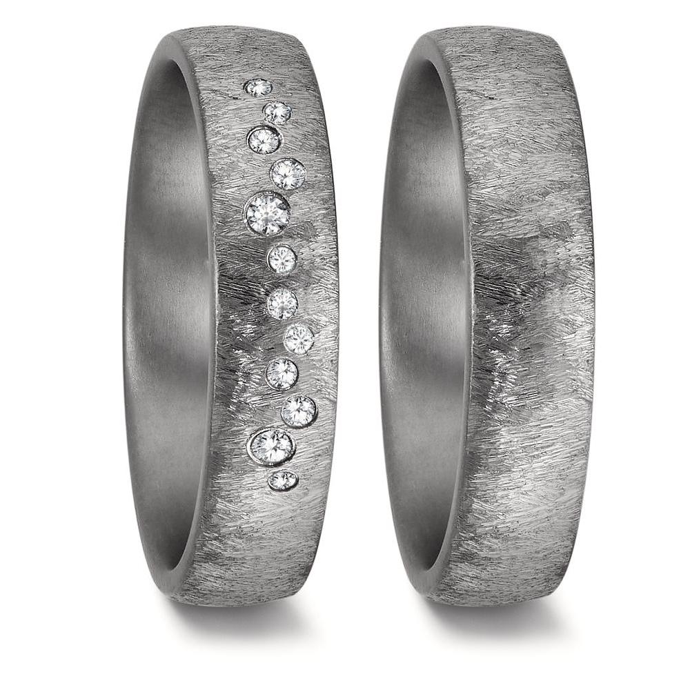 Wedding Ring Tantal 999 Diamond 0.104 ct, 12 Stones, w-si