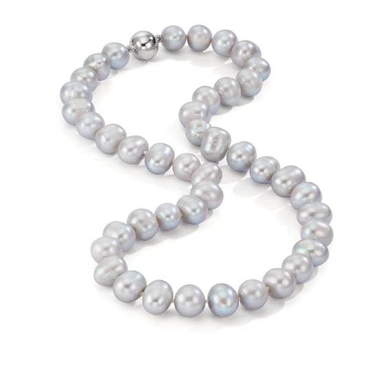 Necklace 18k White Gold Freshwater pearl Gray 10.5-11 mm 42 cm