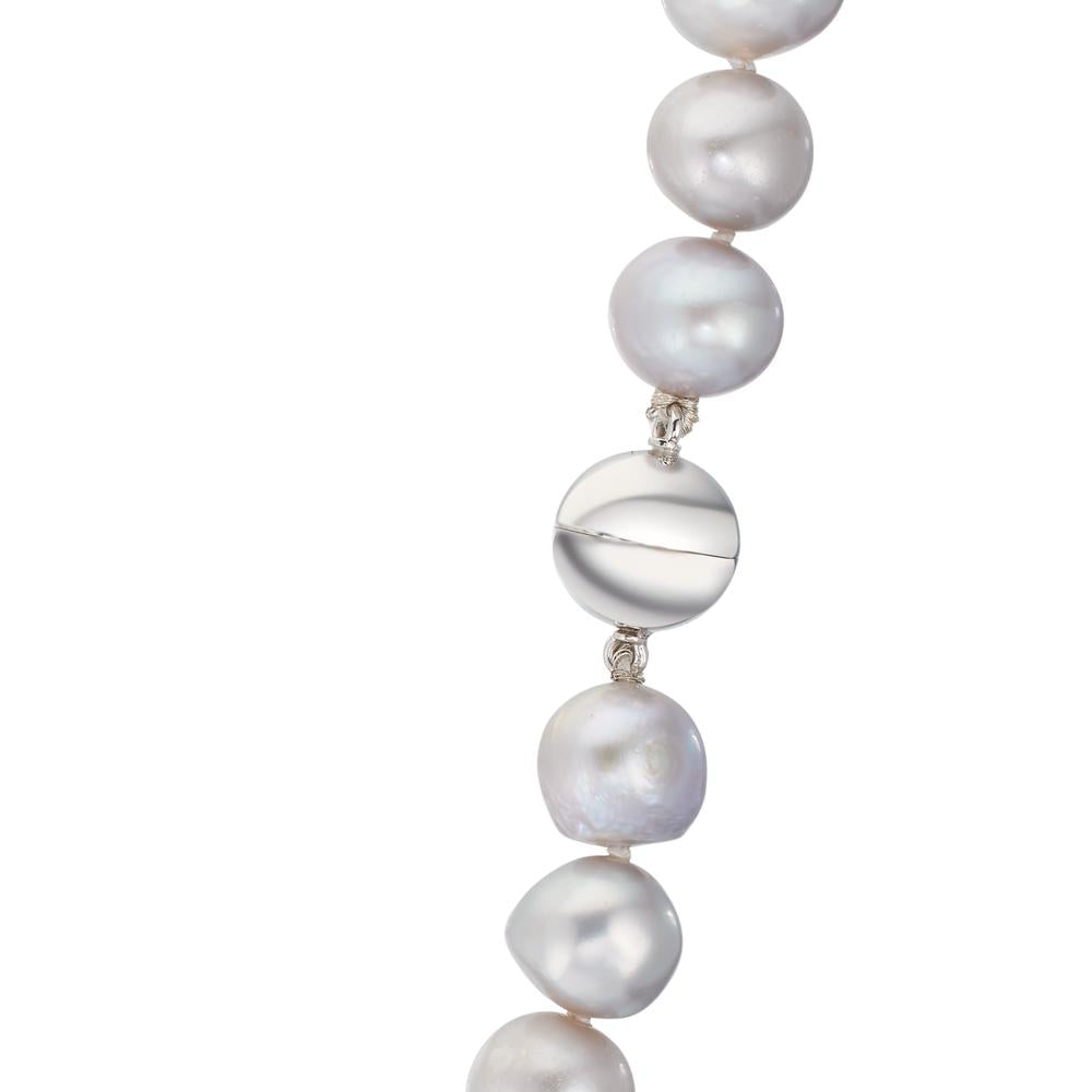 Necklace 18k White Gold Freshwater pearl Gray 10.5-11 mm 42 cm