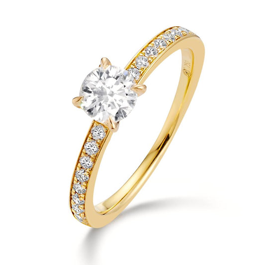 Solitaire ring 18k Yellow Gold Diamond 0.65 ct, 19 Stones, w-si