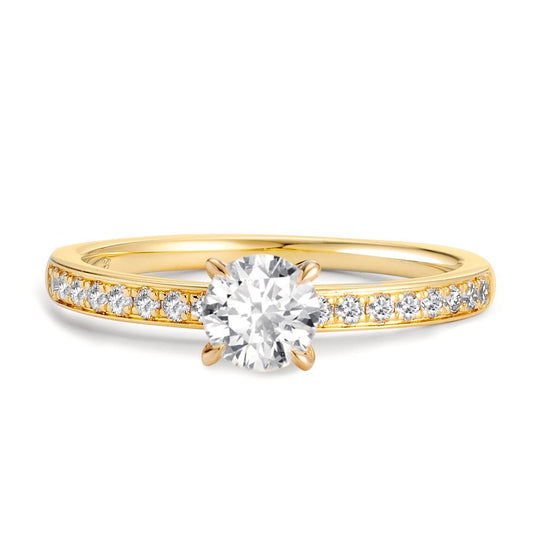 Solitaire ring 18k Yellow Gold Diamond 0.65 ct, 19 Stones, w-si