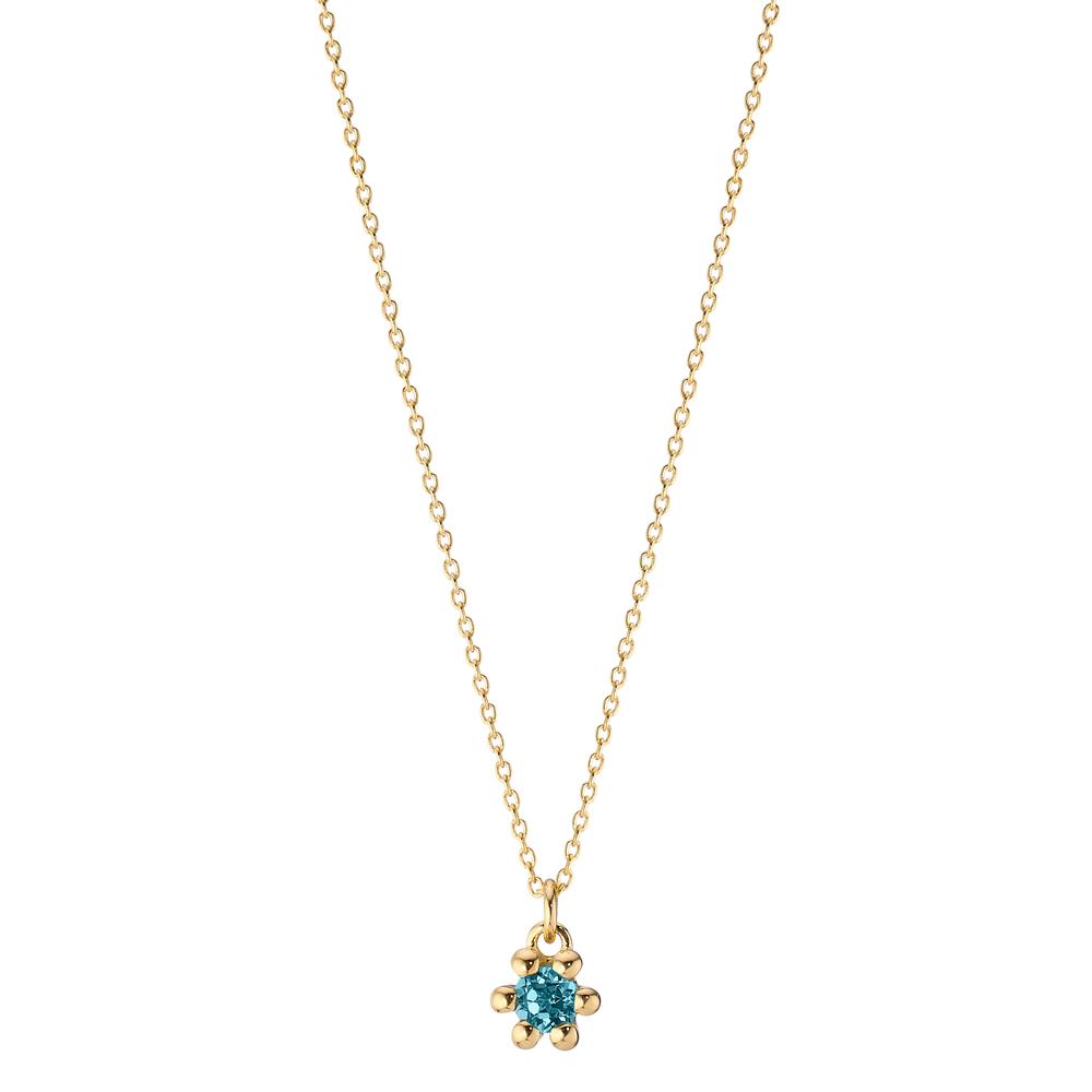Necklace 14k Yellow Gold London Blue Topaz 0.13 ct 39-42 cm