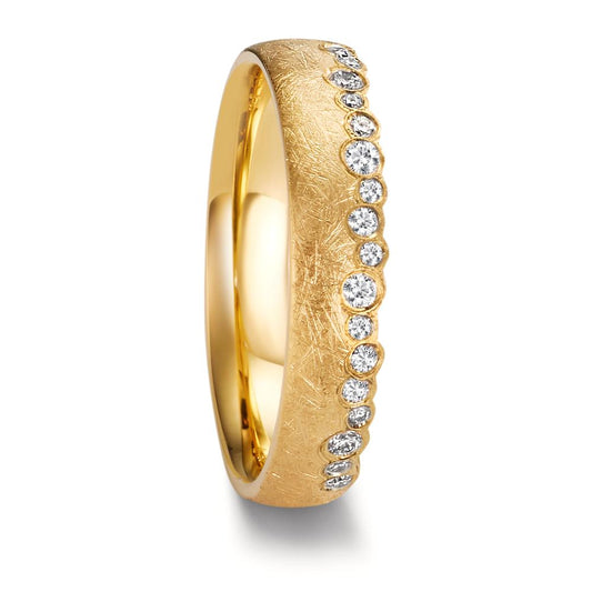 Wedding Ring 18k Yellow Gold Diamond 0.16 ct, 19 Stones, w-si