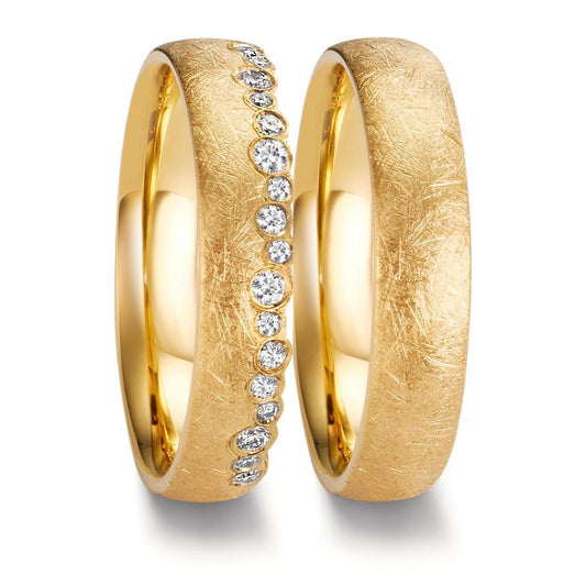 Wedding Ring 18k Yellow Gold Diamond 0.16 ct, 19 Stones, w-si