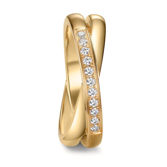 Wedding Ring 18k Yellow Gold Diamond 0.165 ct, 11 Stones, w-si