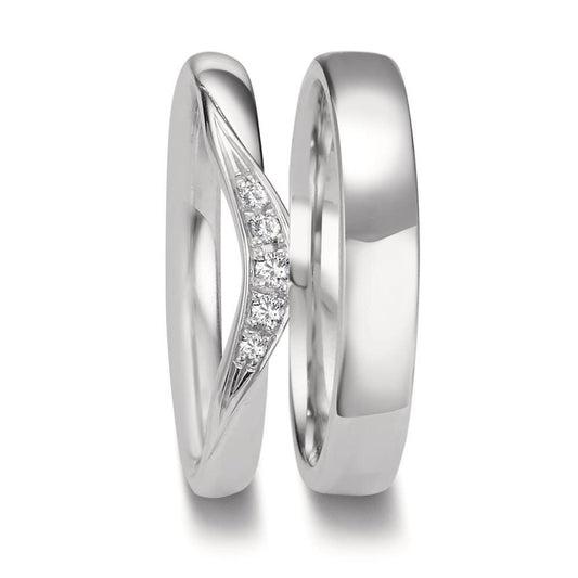Wedding Ring 18k White Gold Diamond 0.045 ct, 5 Stones, tw-vsi