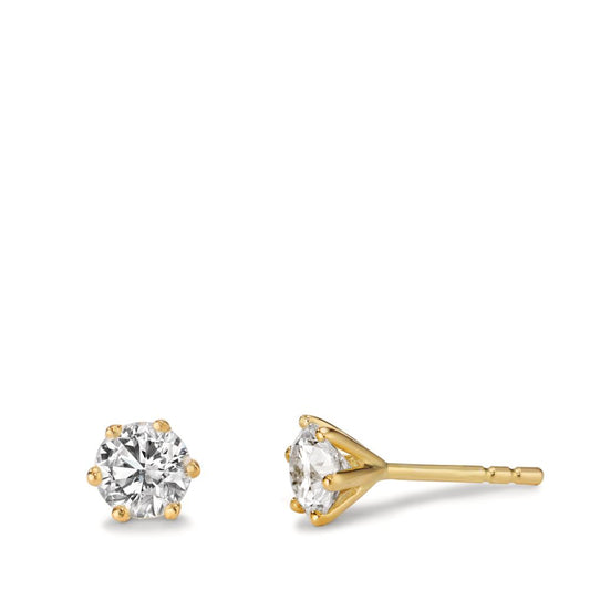Stud earrings 18k Yellow Gold Lab-grown Diamond 1 ct, 2 Stones, w-si Ø5.5 mm