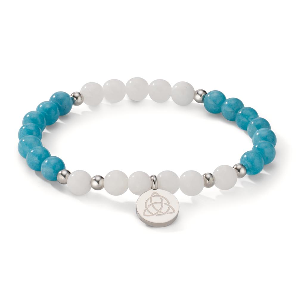 Bracelet Stainless steel Agate White, Jade Blue Celtic 18 cm Ø6.5 mm