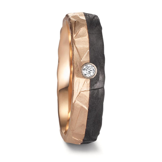 Wedding Ring 14k Rose Gold, Carbon Diamond 0.03 ct, w-si