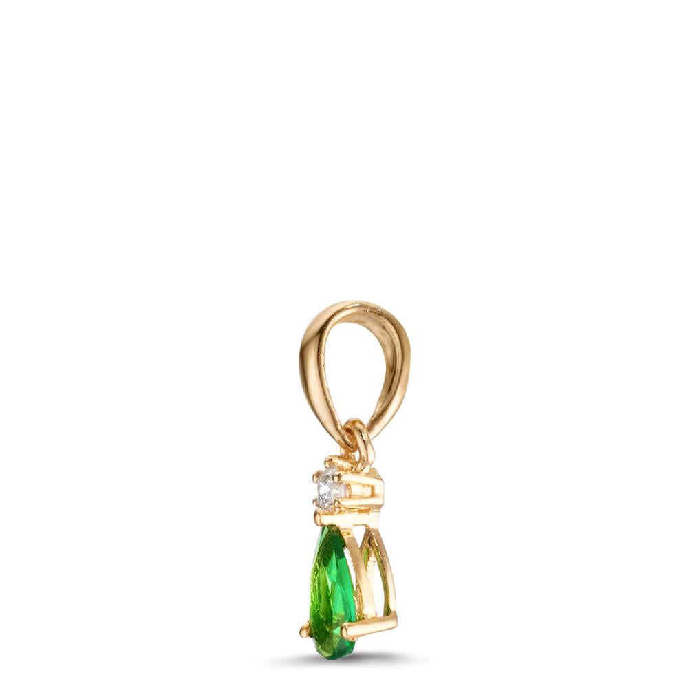 Pendant 18k Yellow Gold Garnet Green, Diamond 0.025 ct, w-si