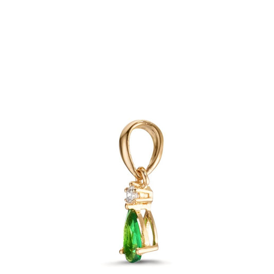 Pendant 18k Yellow Gold Garnet Green, Diamond 0.025 ct, w-si