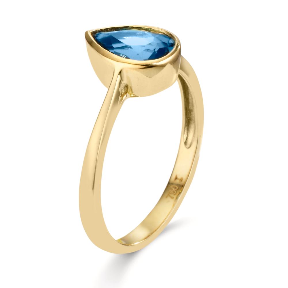 Ring 18k Yellow Gold London Blue Topaz