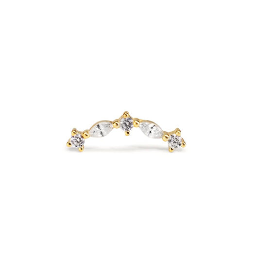 Piercing Silver Zirconia 5 Stones Yellow Gold plated