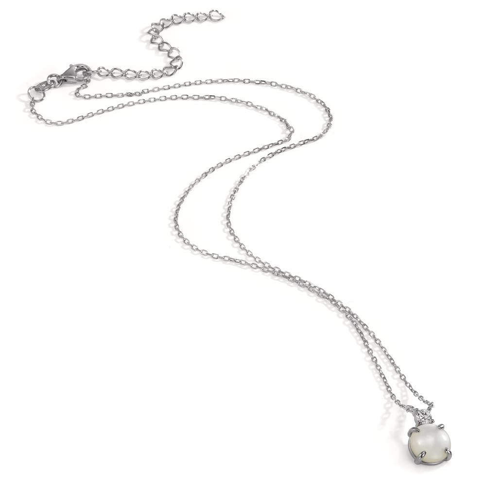 Necklace Silver Zirconia Rhodium plated Mother of pearl 40-45 cm