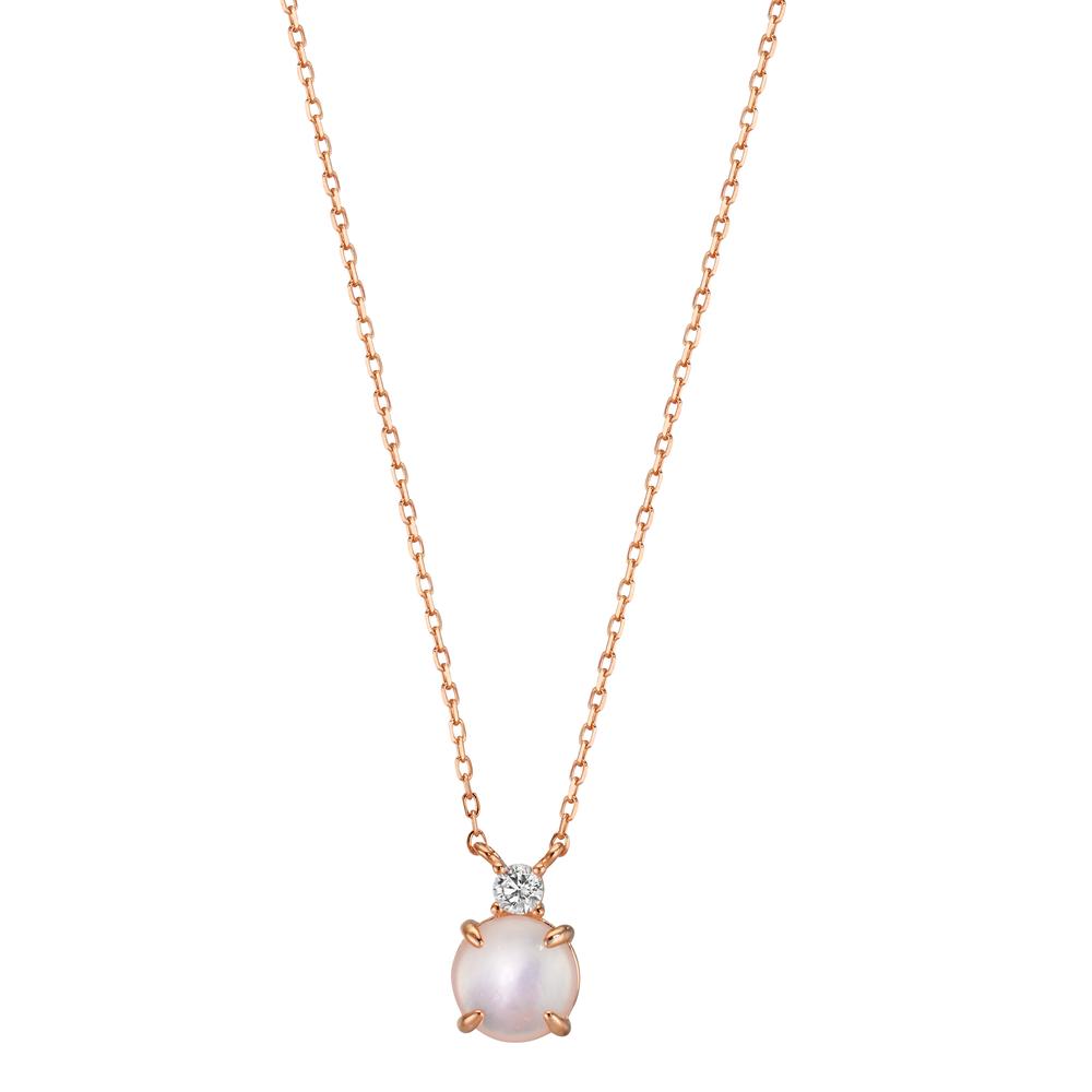 Necklace Silver Zirconia Rose Gold plated Mother of pearl 40-45 cm