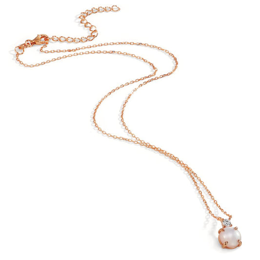 Necklace Silver Zirconia Rose Gold plated Mother of pearl 40-45 cm