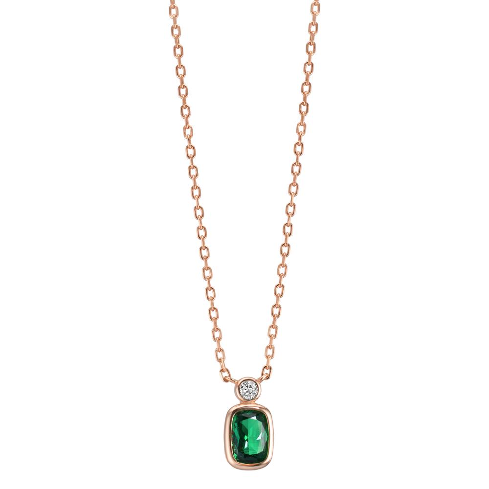 Necklace Silver Zirconia Green, Zirconia White Rose Gold plated 40-45 cm