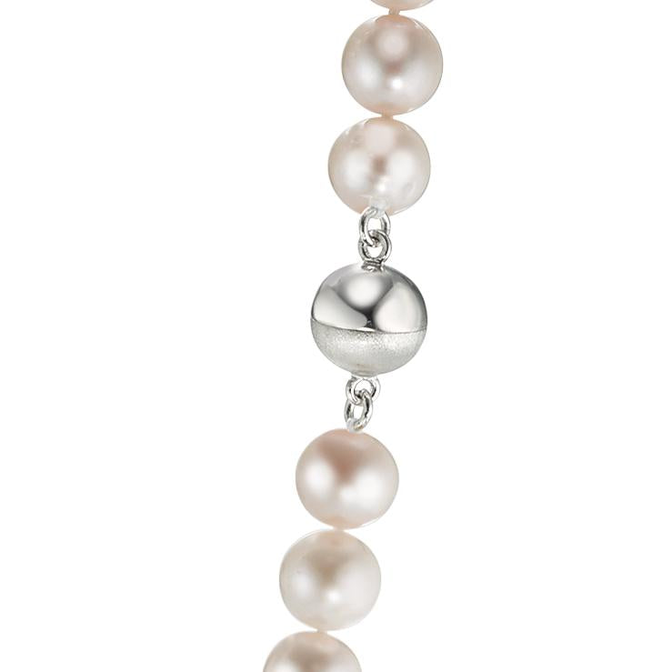 Necklace Silver Rhodium plated Freshwater pearl, 8.5 mm 50 cm