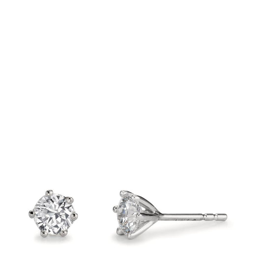 Stud earrings 18k White Gold Lab-grown Diamond 1 ct, 2 Stones, w-si Ø5.5 mm