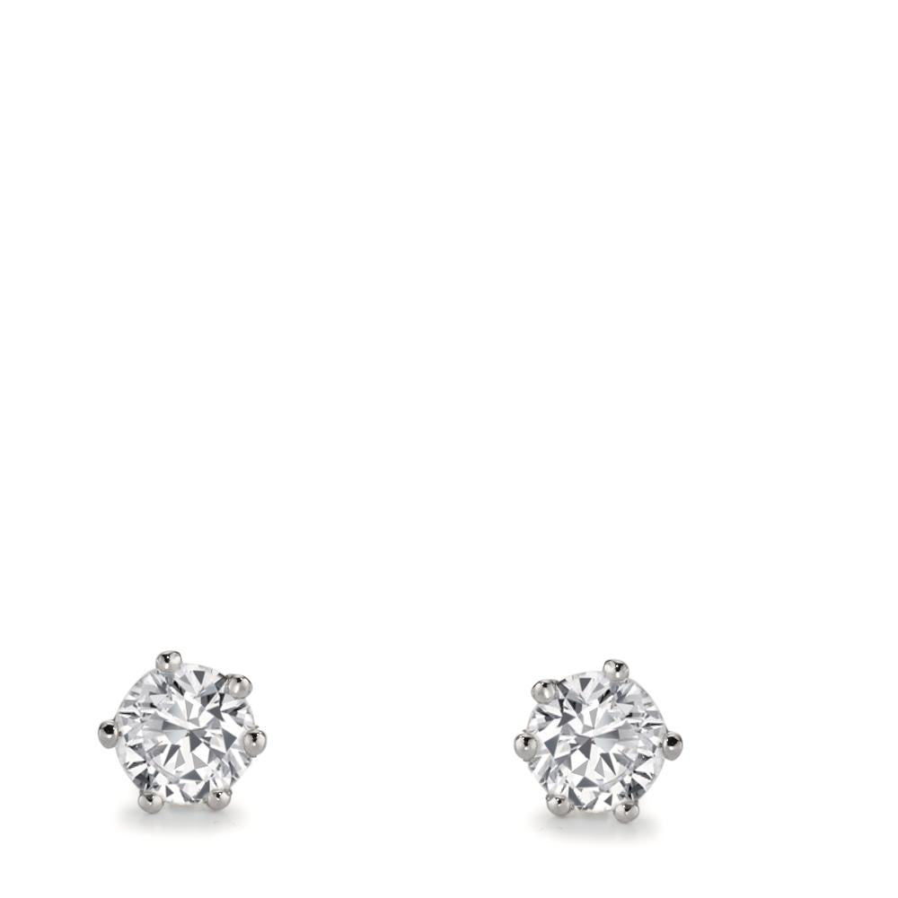 Stud earrings 18k White Gold Lab-grown Diamond 1 ct, 2 Stones, w-si Ø5.5 mm