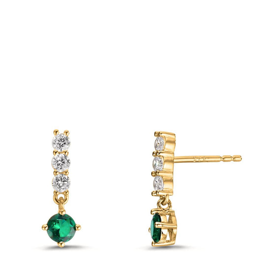 Drop Earrings Silver Zirconia 8 Stones Yellow Gold plated