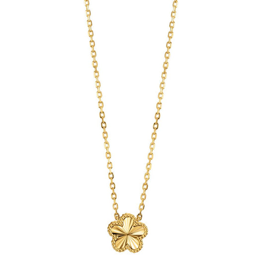Necklace Silver Zirconia Yellow Gold plated Flower 40-45 cm