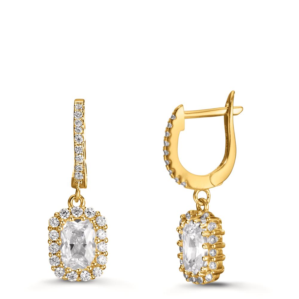 Drop Earrings Silver Zirconia Yellow Gold plated