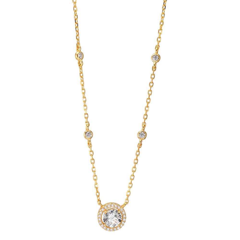 Necklace Silver Zirconia Yellow Gold plated 40-45 cm