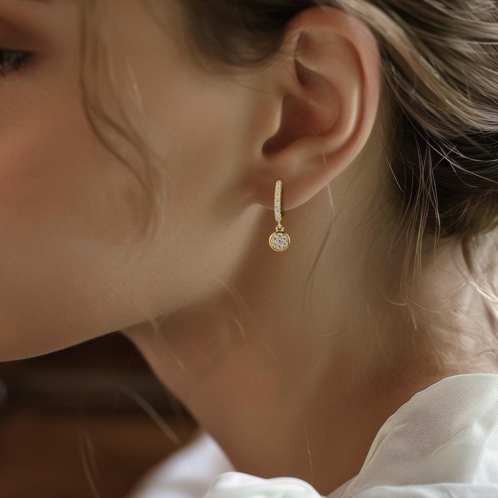 Hinged hoop Silver Zirconia Yellow Gold plated