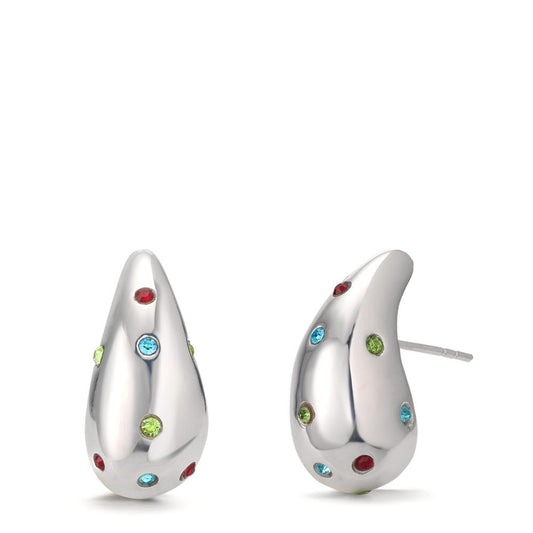 Drop Earrings Silver Zirconia Colorful, 24 Stones