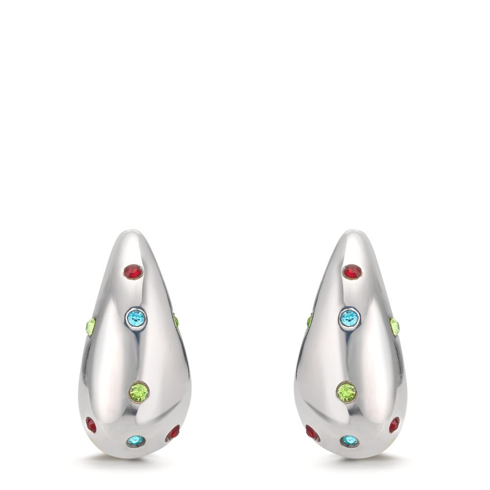 Drop Earrings Silver Zirconia Colorful, 24 Stones