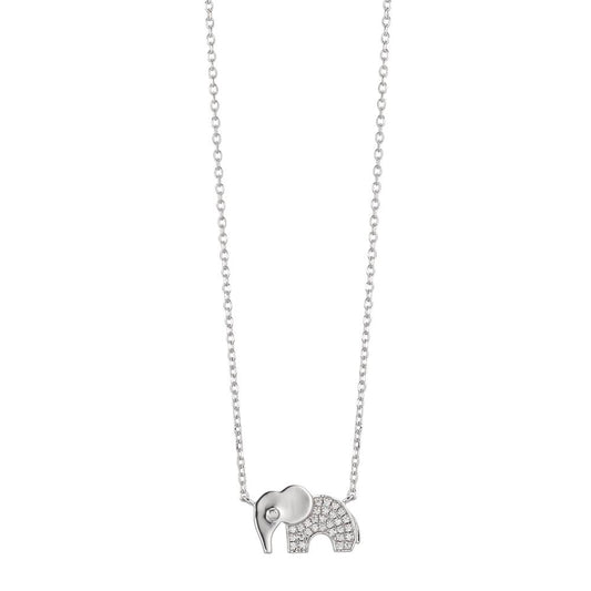 Necklace Silver Zirconia Rhodium plated Elephant 40-43 cm