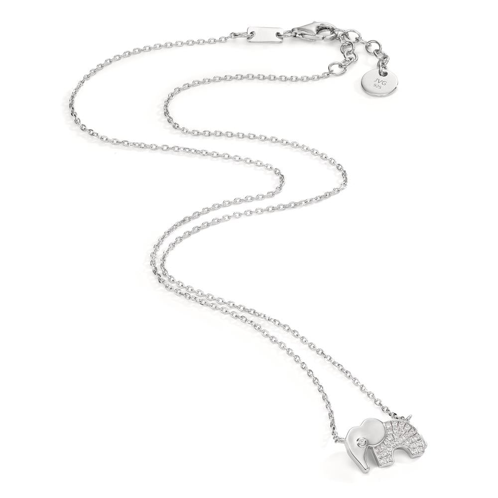 Necklace Silver Zirconia Rhodium plated Elephant 40-43 cm